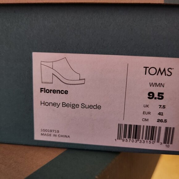 TOMS "Florence" Honey Beige" Suede Block heeled mules. NIB. Size: various - Picture 14 of 15